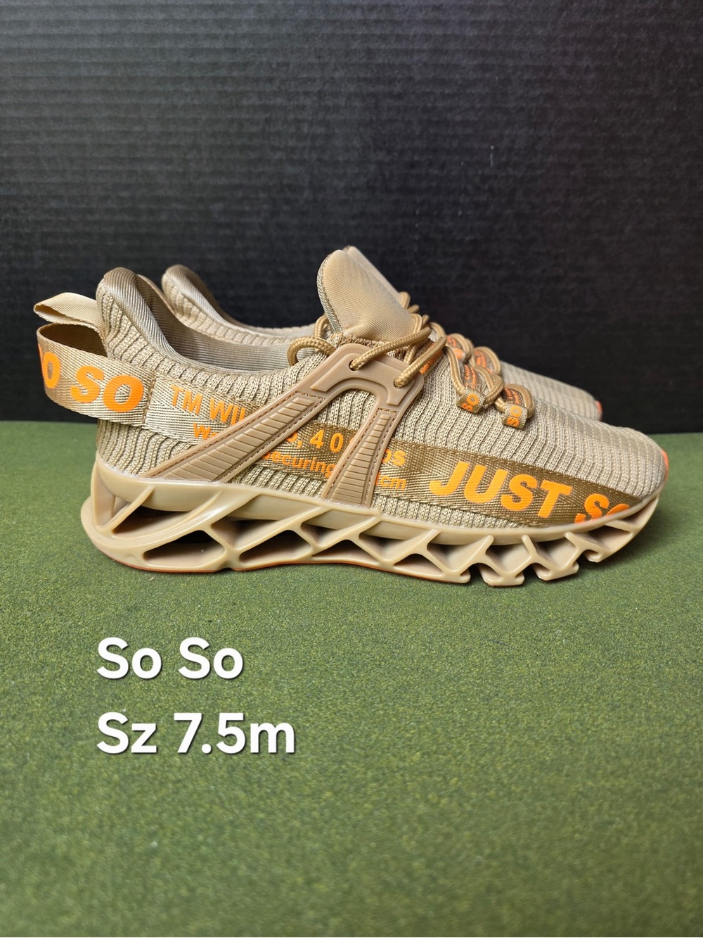 Men's Athletic Shoes in Tan with Orange Accents